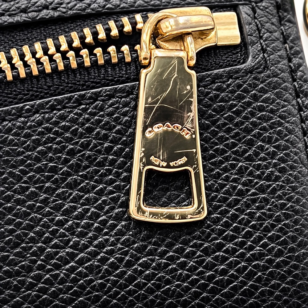 Coach Black Pebble Leather L-Zip Around Organizer Wallet Wristlet Clutch 53413 - Picture 8 of 9
